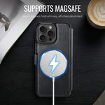 AUTSPACE for iPhone 13 Pro Max A15 Case RFID Blocking Wallet Leather Magnetic Phone Cover