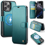 AUTSPACE for iPhone 13 Pro Max A15 Case RFID Blocking Wallet Leather Magnetic Phone Cover