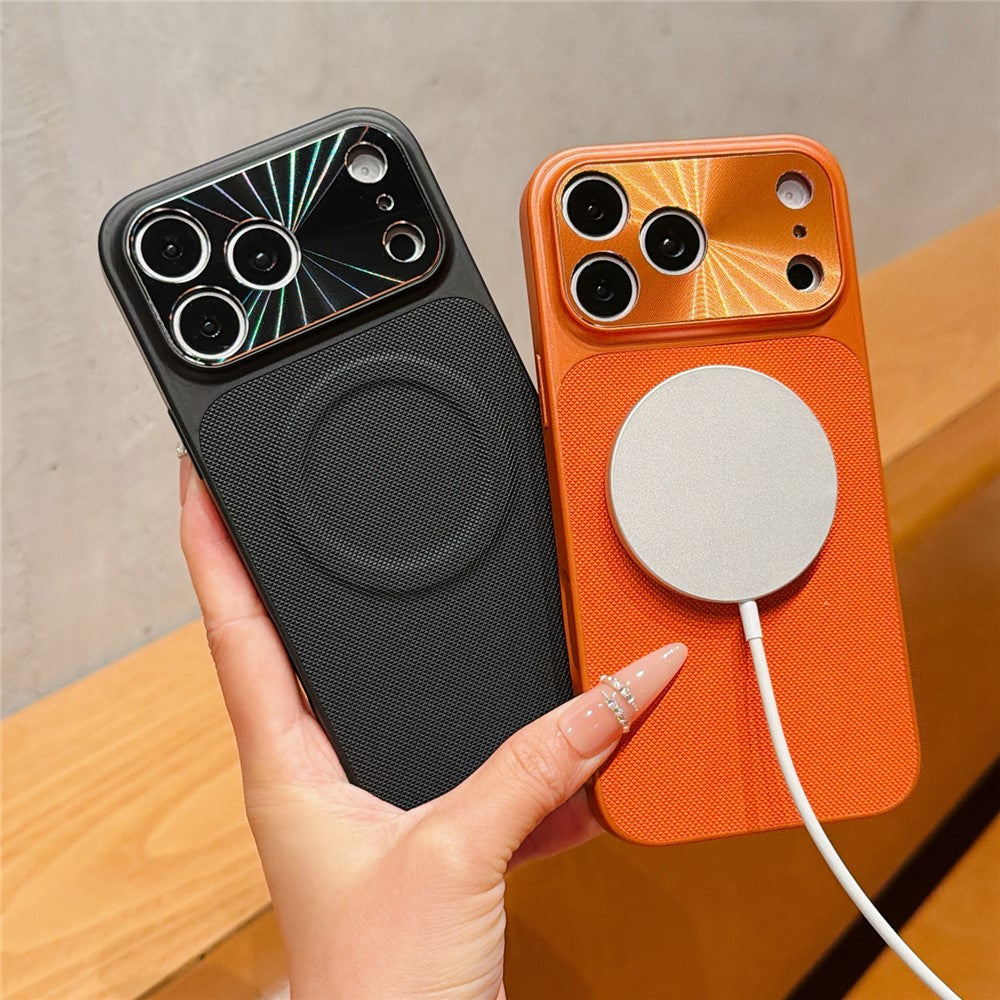 Til iPhone 17 Pro Max magnetisk cover med ringholder Tech-stofbelagt PC + TPU telefonbagcover med skærmbeskytter i hærdet glas