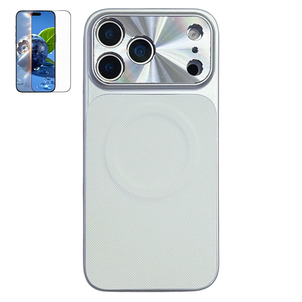 Til iPhone 17 Pro Max magnetisk cover med ringholder Tech-stofbelagt PC + TPU telefonbagcover med skærmbeskytter i hærdet glas