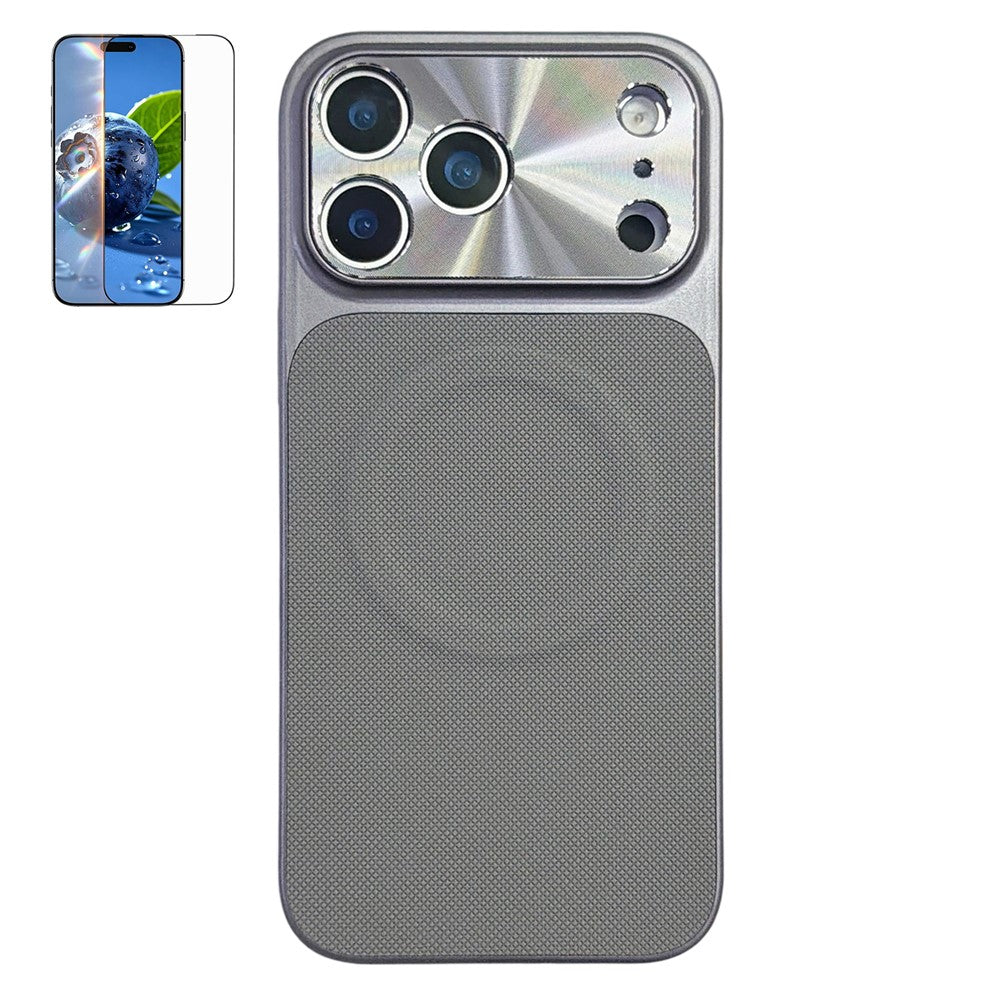 Til iPhone 17 Pro Max magnetisk cover med ringholder Tech-stofbelagt PC + TPU telefonbagcover med skærmbeskytter i hærdet glas
