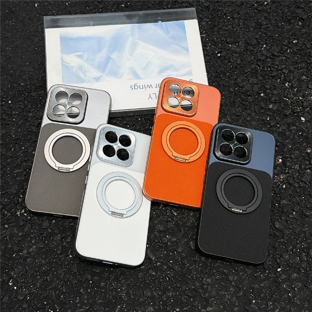 For Xiaomi 17 Max Magnetic Case Ring Kickstand Tech Fabric Coated PC + TPU Phone Back Cover with Tempered Glass Screen Protector