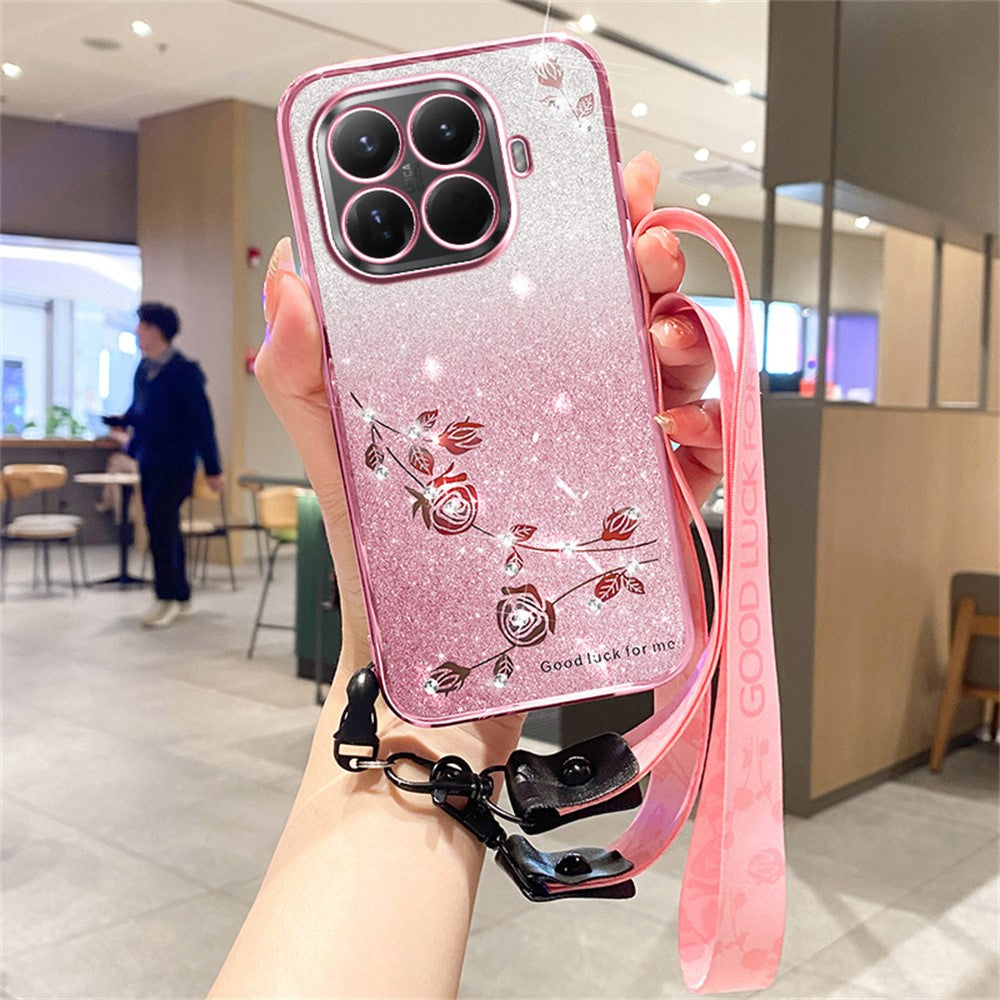 KADEM For Xiaomi 17T Pro Case Flower Pattern TPU Gradient Phone Cover with Lanyards