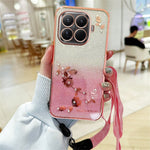 KADEM For Xiaomi 17T Pro Case Flower Pattern TPU Gradient Phone Cover with Lanyards