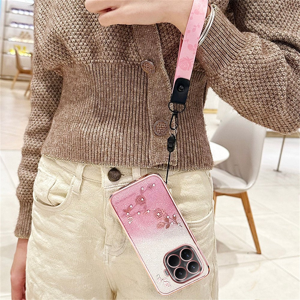 KADEM For Xiaomi 17T Pro Case Flower Pattern TPU Gradient Phone Cover with Lanyards