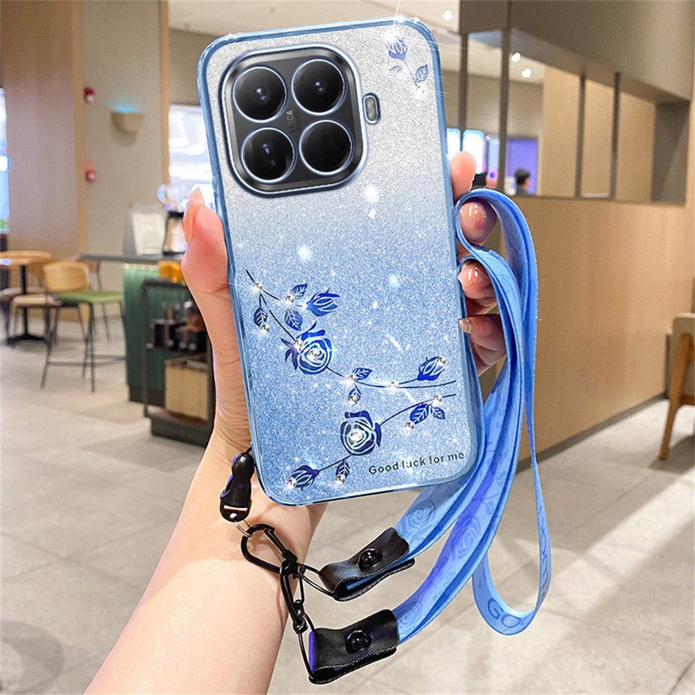 KADEM Til Xiaomi 17T Pro Cover Blomstermønster TPU Gradient Telefoncover med Snor