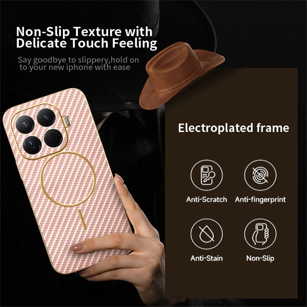 For Xiaomi 17T Pro Phone Case Carbon Fiber Textured Electroplated TPU Back Cover