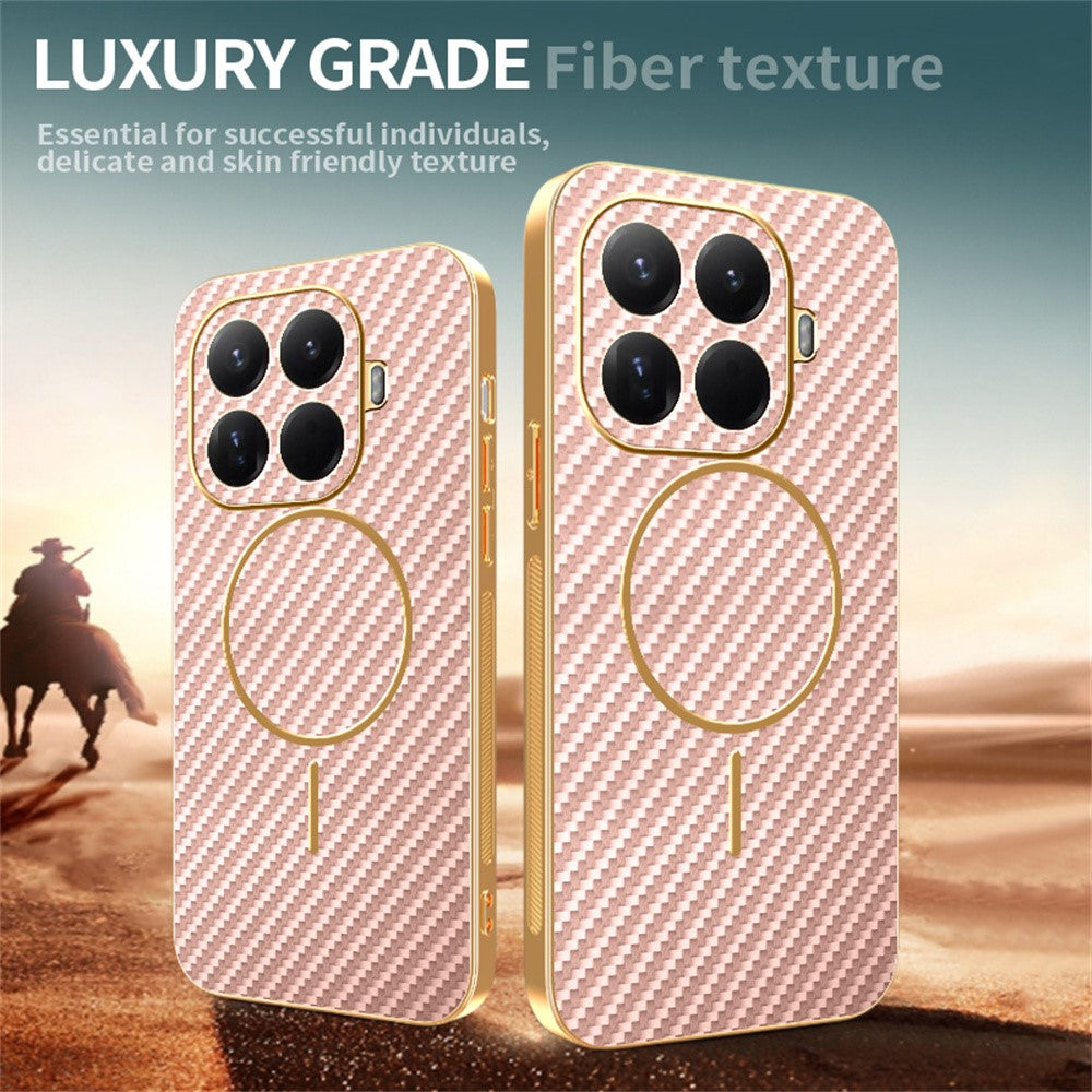 For Xiaomi 17T Pro Phone Case Carbon Fiber Textured Electroplated TPU Back Cover