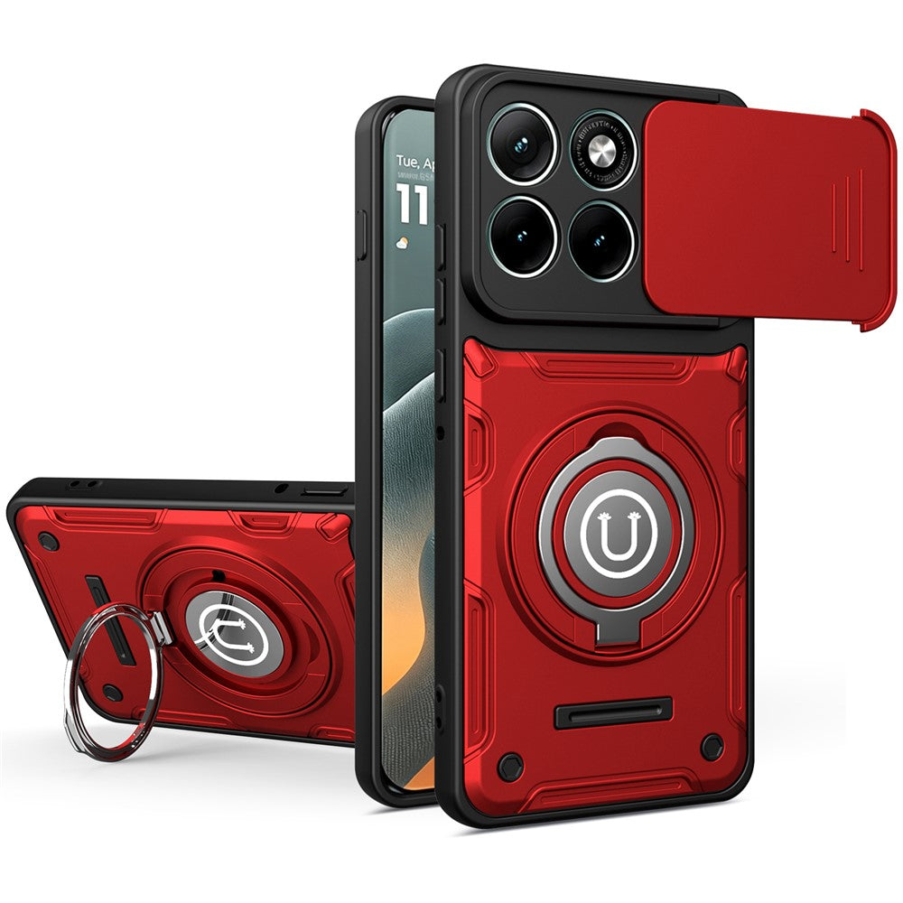 For Motorola Edge 70 Fusion+ 5G  /  70 Fusion 5G Case with Slide Camera Cover Ring Kickstand PC + TPU Phone Shell