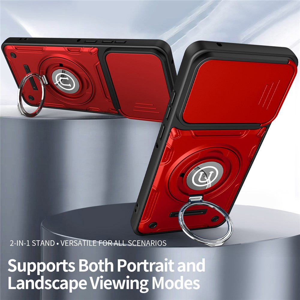 For Motorola Edge 70 Fusion+ 5G  /  70 Fusion 5G Case with Slide Camera Cover Ring Kickstand PC + TPU Phone Shell