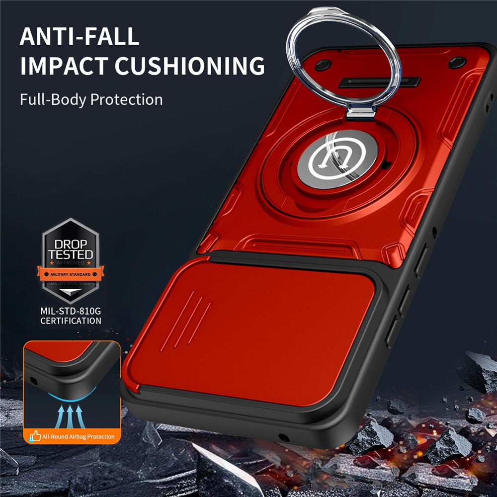 For Motorola Edge 70 Fusion+ 5G  /  70 Fusion 5G Case with Slide Camera Cover Ring Kickstand PC + TPU Phone Shell