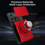 For Motorola Edge 70 Fusion+ 5G  /  70 Fusion 5G Case with Slide Camera Cover Ring Kickstand PC + TPU Phone Shell