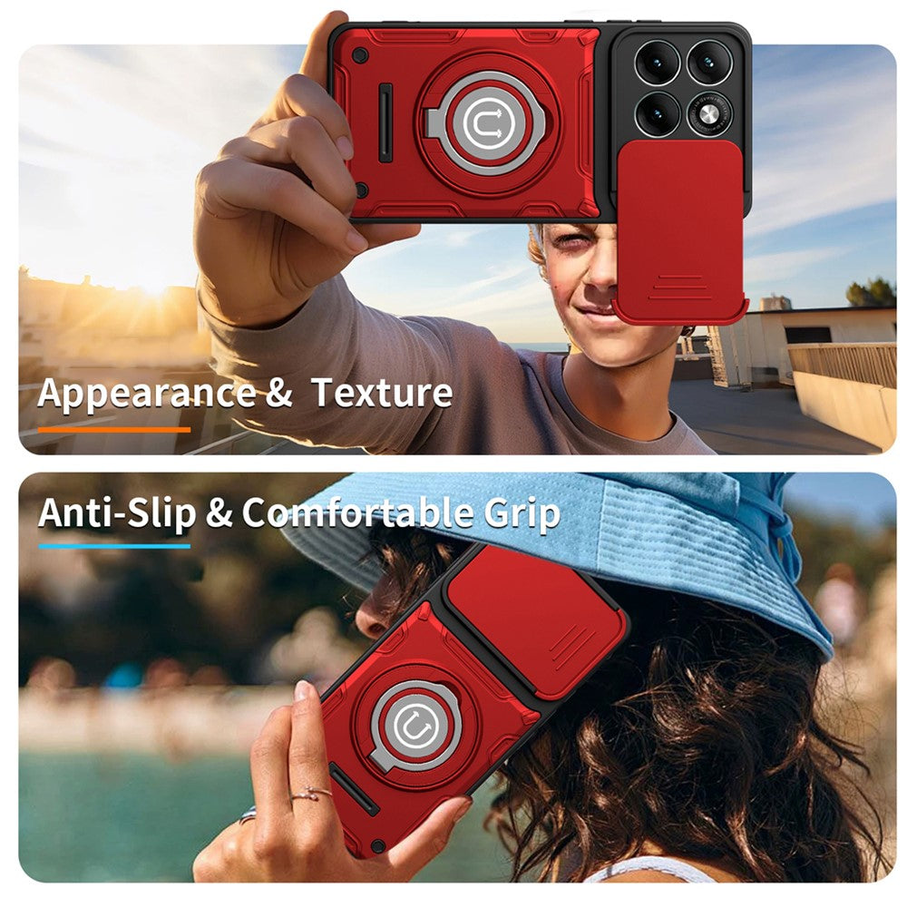 For Motorola Edge 70 Fusion+ 5G  /  70 Fusion 5G Case with Slide Camera Cover Ring Kickstand PC + TPU Phone Shell