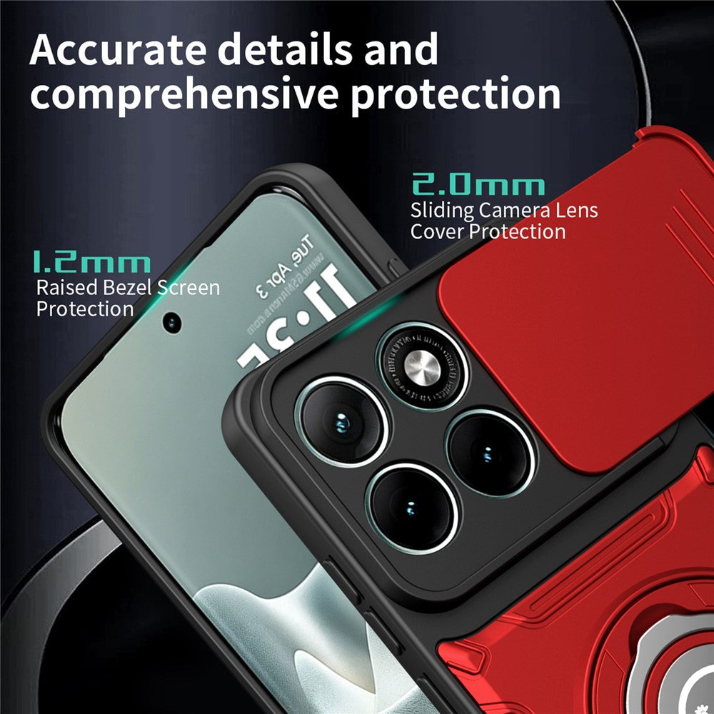 For Motorola Edge 70 Fusion+ 5G  /  70 Fusion 5G Case with Slide Camera Cover Ring Kickstand PC + TPU Phone Shell