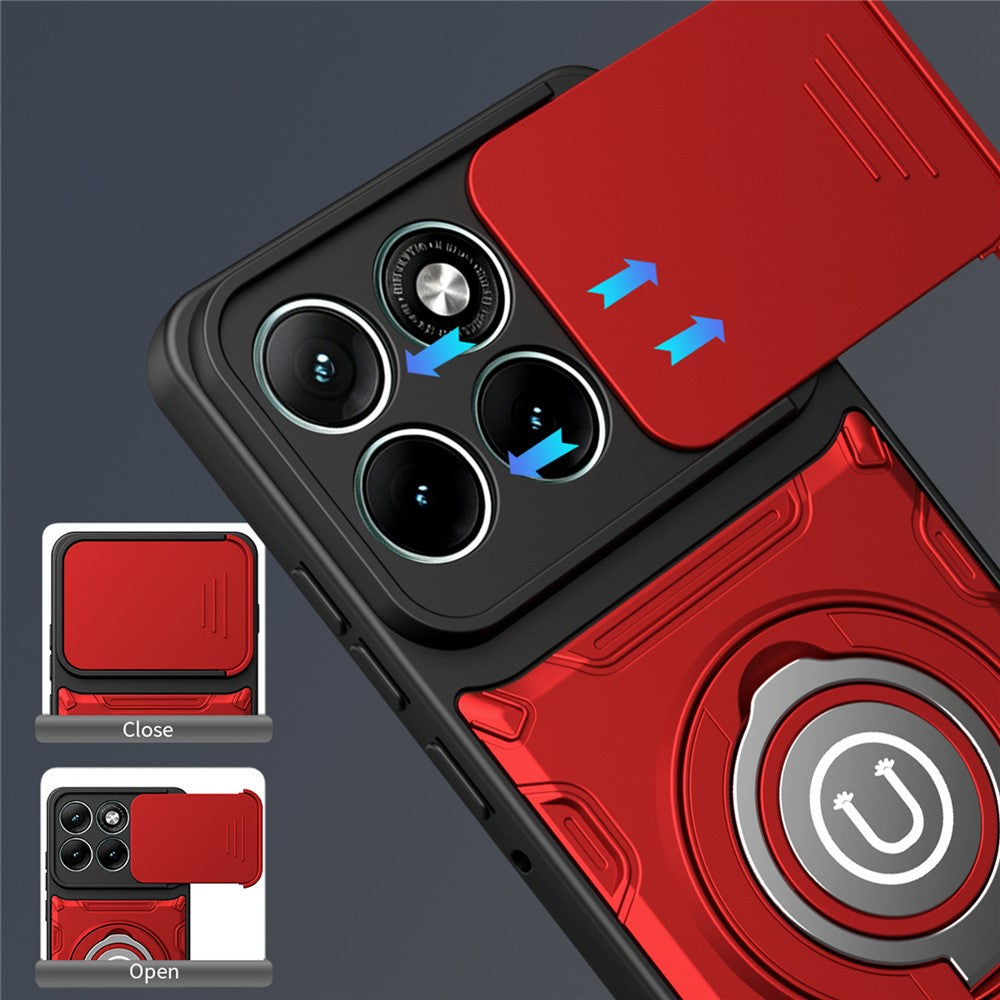 For Motorola Edge 70 Fusion+ 5G  /  70 Fusion 5G Case with Slide Camera Cover Ring Kickstand PC + TPU Phone Shell