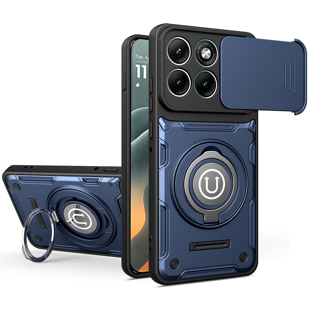 For Motorola Edge 70 Fusion+ 5G  /  70 Fusion 5G Case with Slide Camera Cover Ring Kickstand PC + TPU Phone Shell
