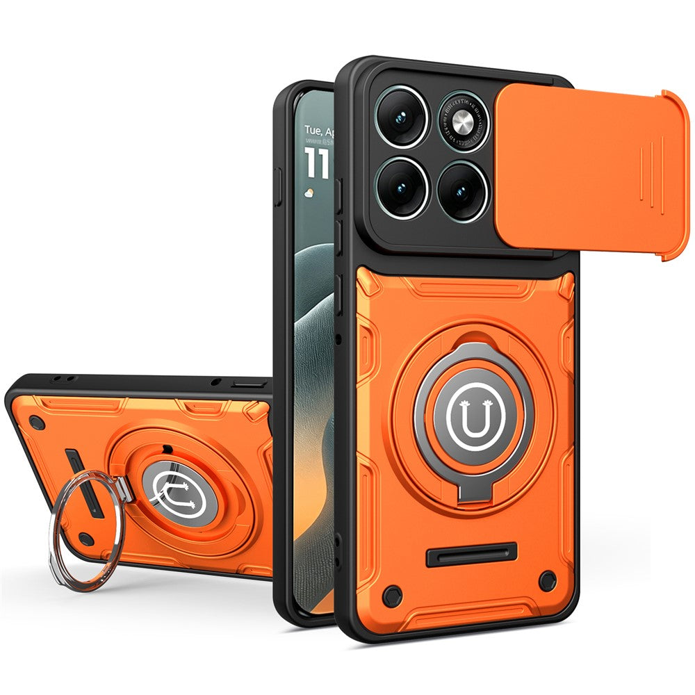 For Motorola Edge 70 Fusion+ 5G  /  70 Fusion 5G Case with Slide Camera Cover Ring Kickstand PC + TPU Phone Shell