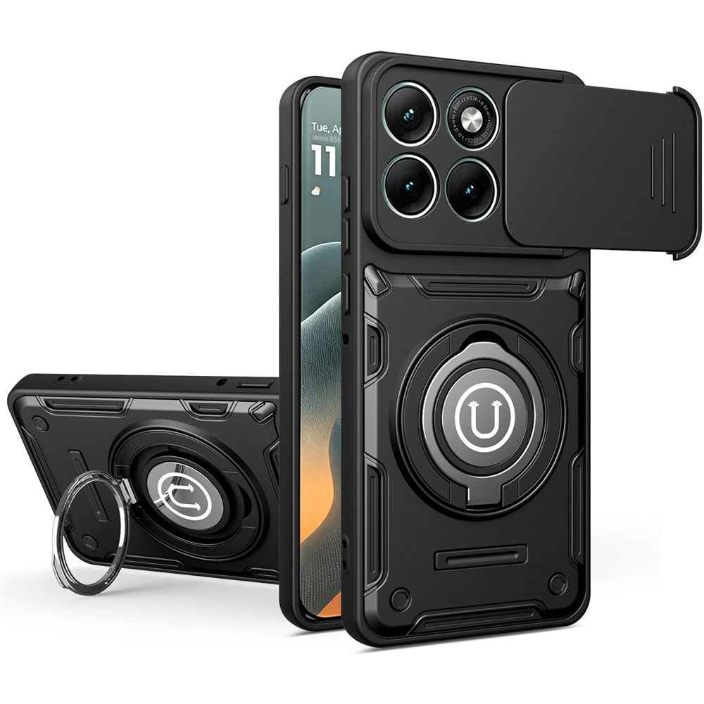 For Motorola Edge 70 Fusion+ 5G  /  70 Fusion 5G Case with Slide Camera Cover Ring Kickstand PC + TPU Phone Shell