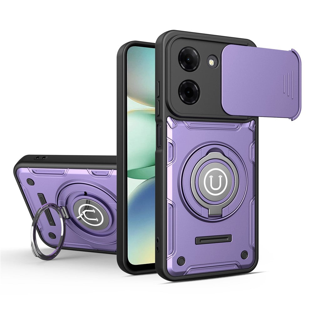 For Xiaomi Redmi Turbo 5 5G  /  Poco X8 Pro 5G Case with Slide Camera Cover Ring Kickstand PC + TPU Phone Shell