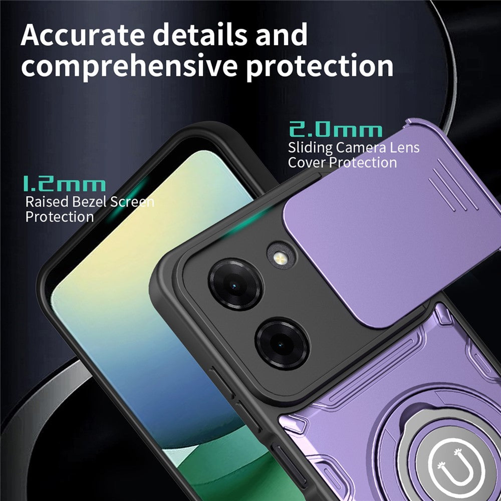 For Xiaomi Redmi Turbo 5 5G  /  Poco X8 Pro 5G Case with Slide Camera Cover Ring Kickstand PC + TPU Phone Shell