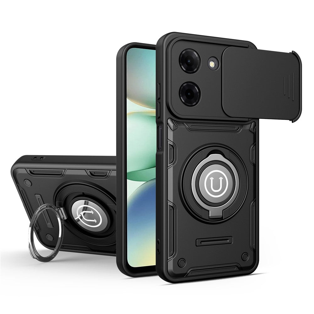 For Xiaomi Redmi Turbo 5 5G  /  Poco X8 Pro 5G Case with Slide Camera Cover Ring Kickstand PC + TPU Phone Shell