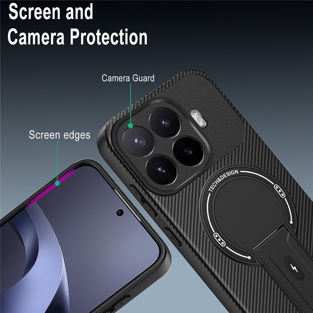 Til Xiaomi 17T Pro Cover Kulfibertekstur PC + TPU Telefoncover med Støttefod