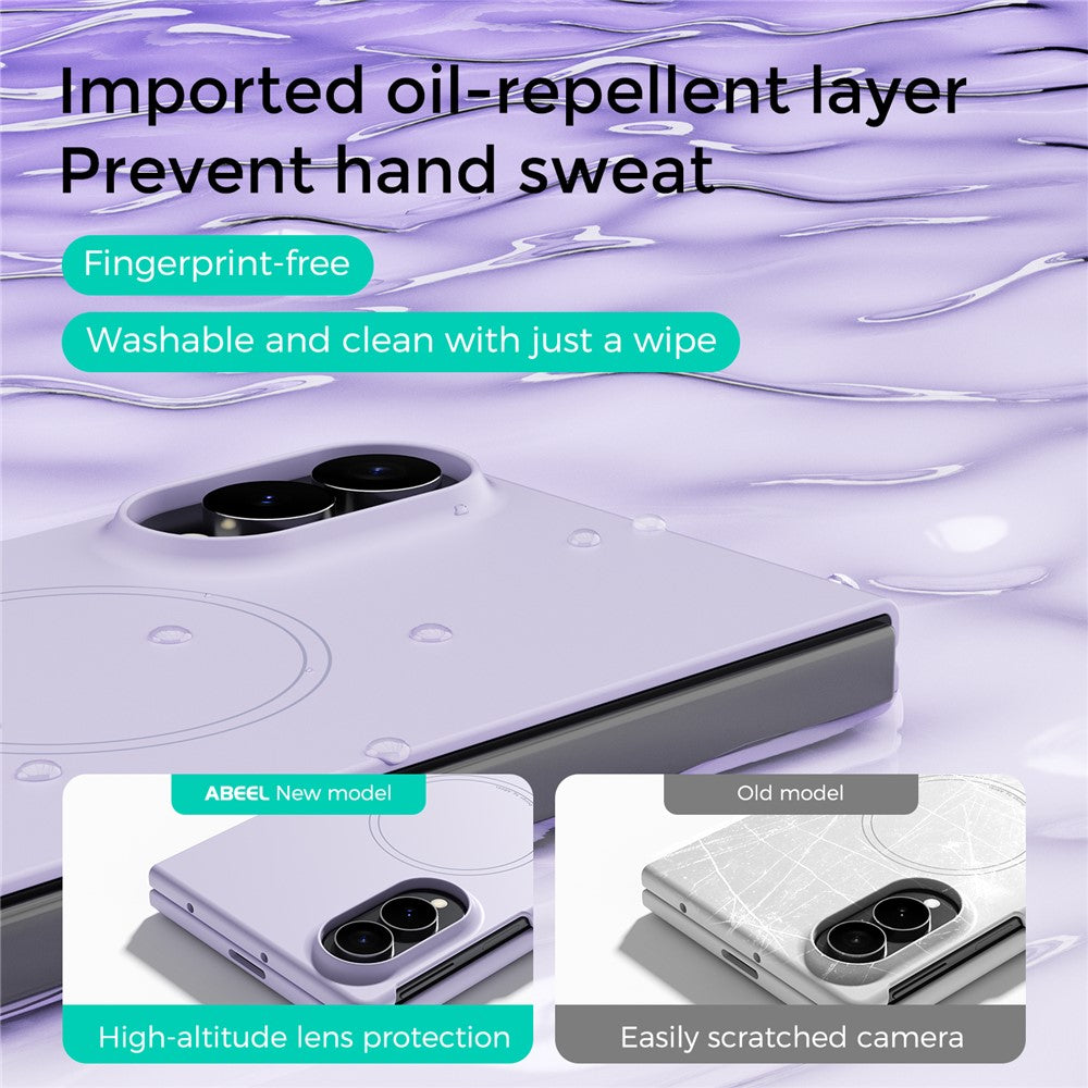 ABEEL Magnetisk Cover Til Samsung Galaxy Z Fold8 Skin Touch Flydende Silikone Telefon Bagcover