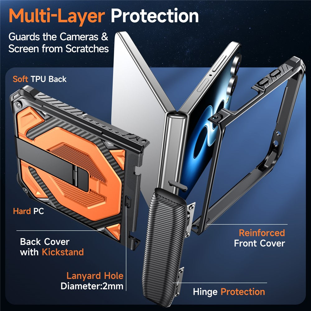 For Samsung Galaxy Z Flip8 / Z Flip7 5G Case Kickstand Hinge Protection Rugged PC + TPU Phone Cover