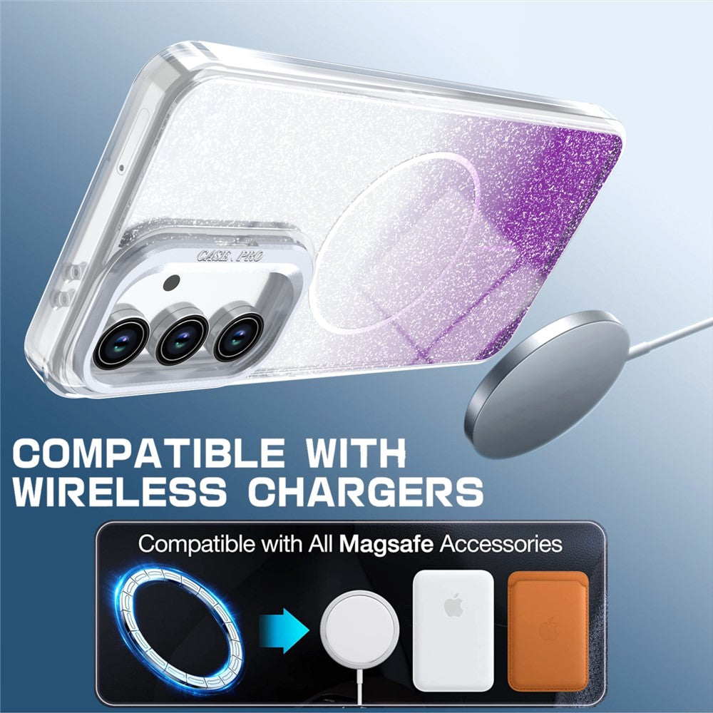 Til Samsung Galaxy A27 5G Magnetisk Etui Gradient Glitter Stødsikkert TPU PC Telefoncover