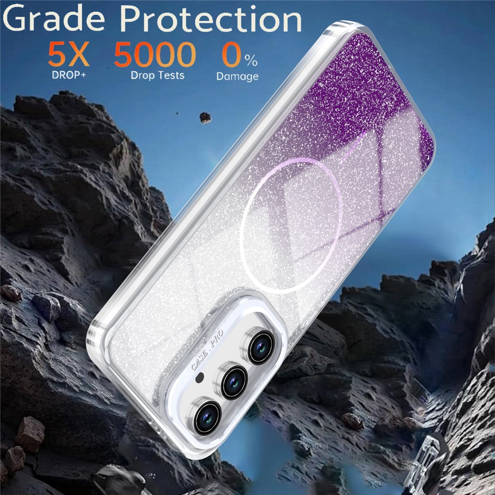 Til Samsung Galaxy A27 5G Magnetisk Etui Gradient Glitter Stødsikkert TPU PC Telefoncover