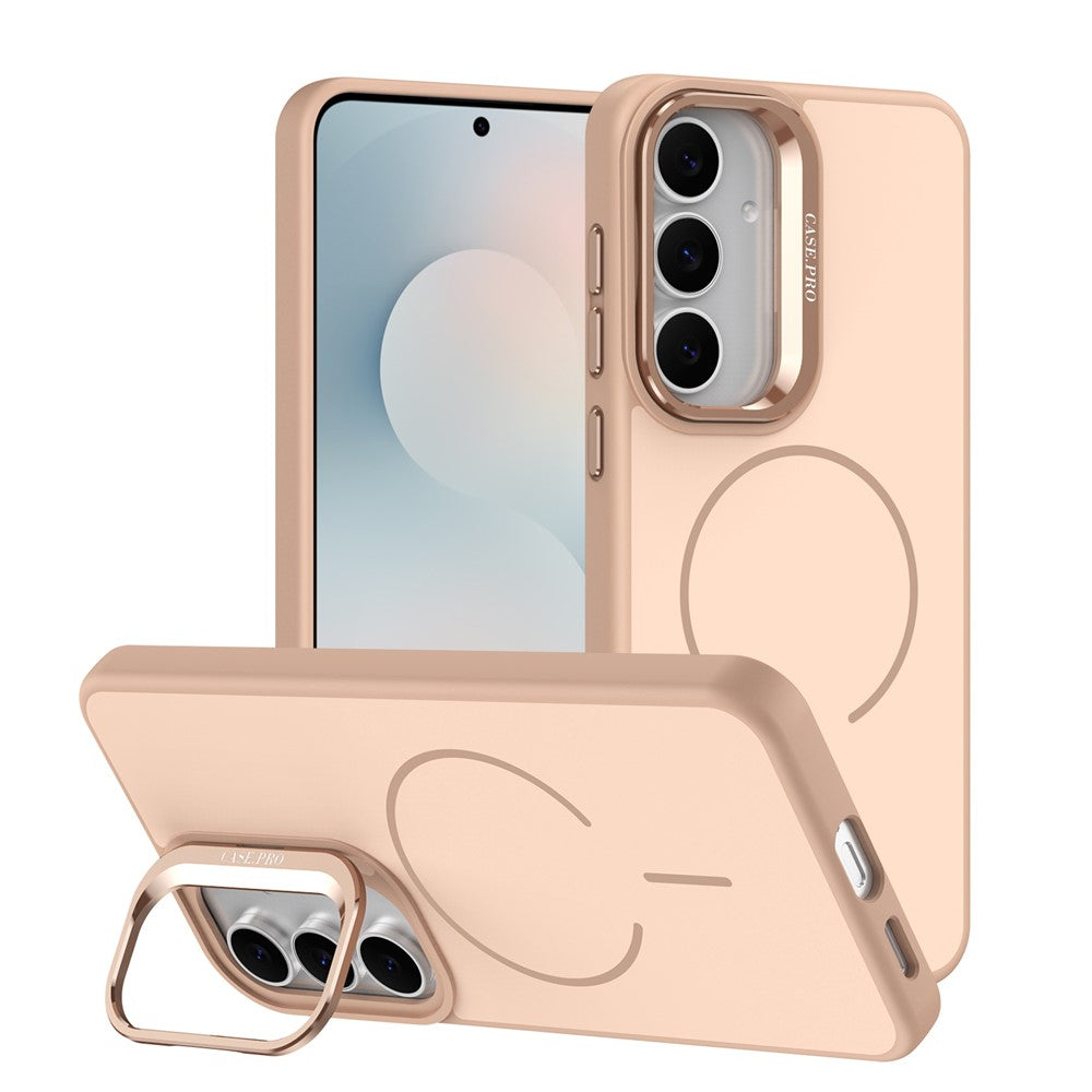 For Samsung Galaxy A27 5G Case Skin-touch PC + TPU Magnetic Phone Cover with Lens Frame Kickstand