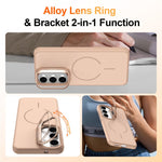 For Samsung Galaxy A27 5G Case Skin-touch PC + TPU Magnetic Phone Cover with Lens Frame Kickstand