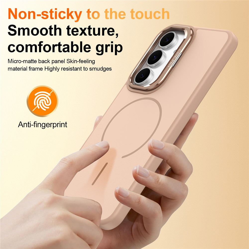For Samsung Galaxy A27 5G Case Skin-touch PC + TPU Magnetic Phone Cover with Lens Frame Kickstand