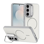 For Samsung Galaxy A27 5G Case Skin-touch PC + TPU Magnetic Phone Cover with Lens Frame Kickstand