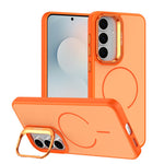 For Samsung Galaxy A27 5G Case Skin-touch PC + TPU Magnetic Phone Cover with Lens Frame Kickstand