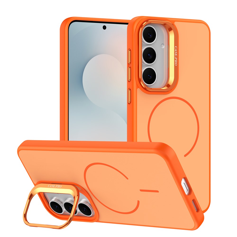 For Samsung Galaxy A27 5G Case Skin-touch PC + TPU Magnetic Phone Cover with Lens Frame Kickstand
