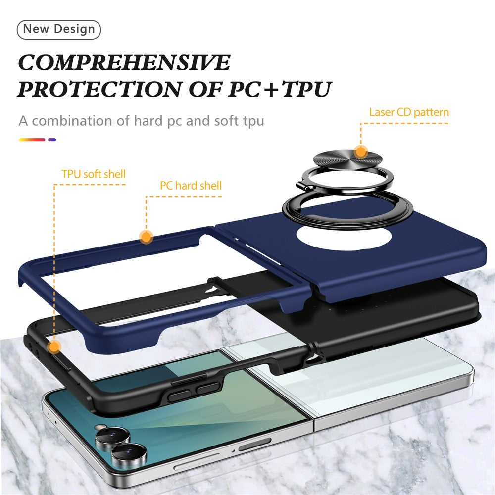 For Samsung Galaxy Z Flip8 Case PC + TPU Phone Cover with Rotatable Ring Holder