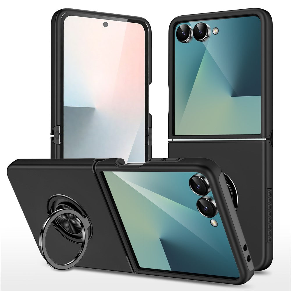 For Samsung Galaxy Z Flip8 Case PC + TPU Phone Cover with Rotatable Ring Holder
