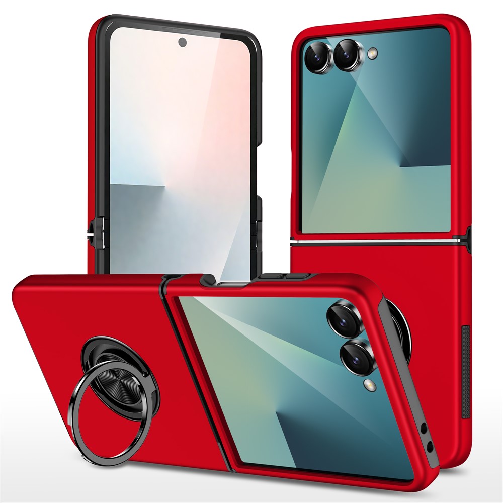 For Samsung Galaxy Z Flip8 Case PC + TPU Phone Cover with Rotatable Ring Holder
