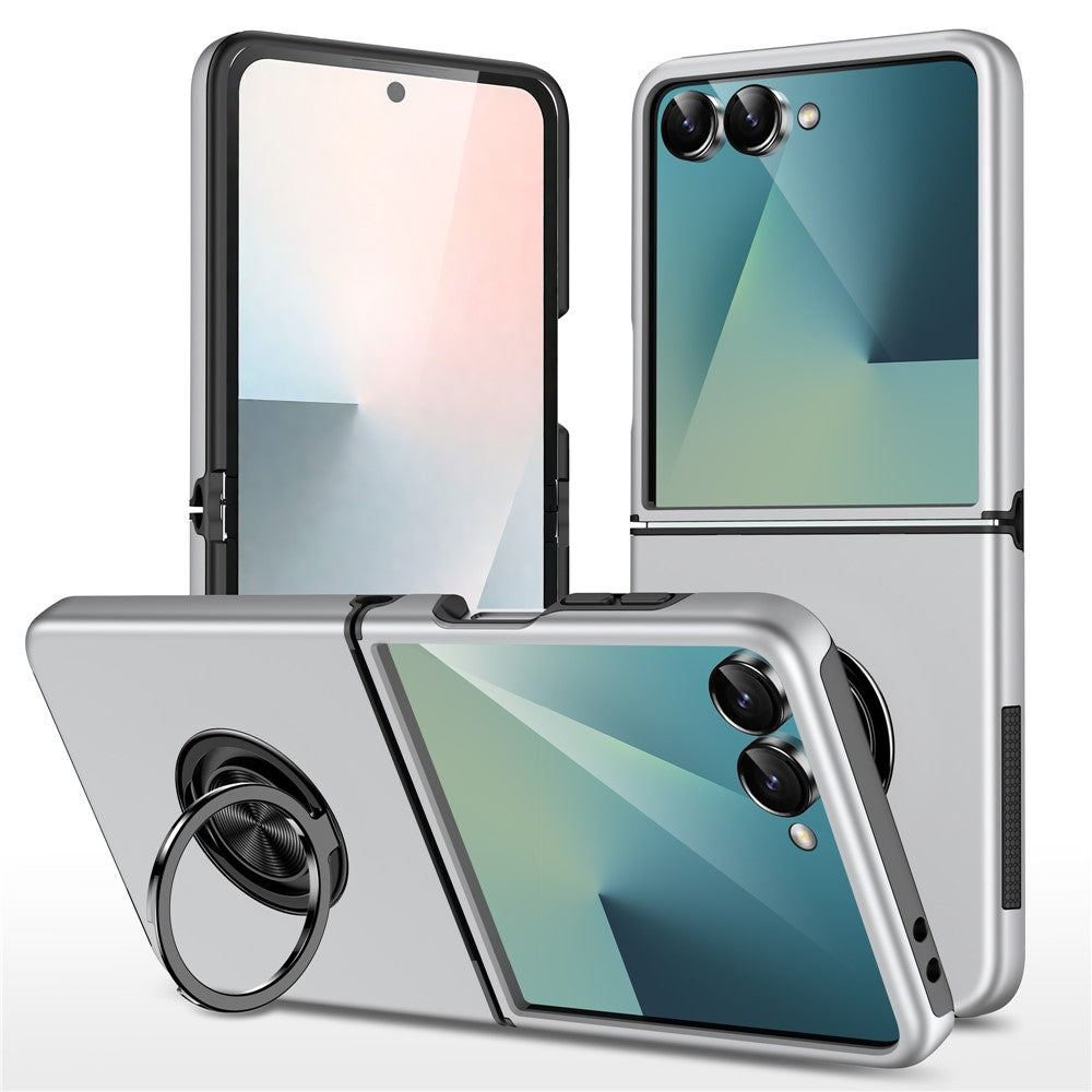 For Samsung Galaxy Z Flip8 Case PC + TPU Phone Cover with Rotatable Ring Holder