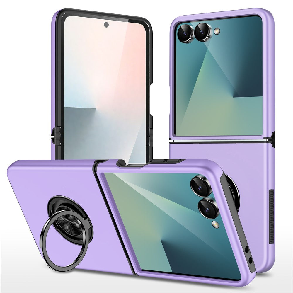For Samsung Galaxy Z Flip8 Case PC + TPU Phone Cover with Rotatable Ring Holder