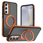 For Samsung Galaxy S26 FE Magnetic Case Double Color Rotating Ring Kickstand PC + TPU Phone Cover