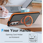 For Samsung Galaxy S26 FE Magnetic Case Double Color Rotating Ring Kickstand PC + TPU Phone Cover