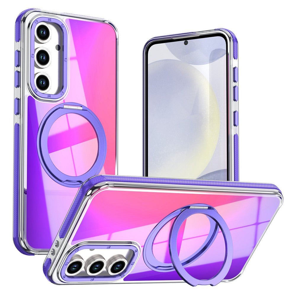For Samsung Galaxy S26 FE Magnetic Case Chameleon Gradient TPU + Acrylic Phone Cover with 360 Degree Rotating Kickstand