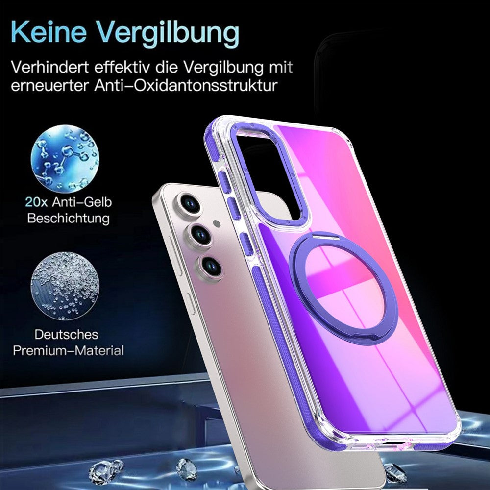 For Samsung Galaxy S26 FE Magnetic Case Chameleon Gradient TPU + Acrylic Phone Cover with 360 Degree Rotating Kickstand