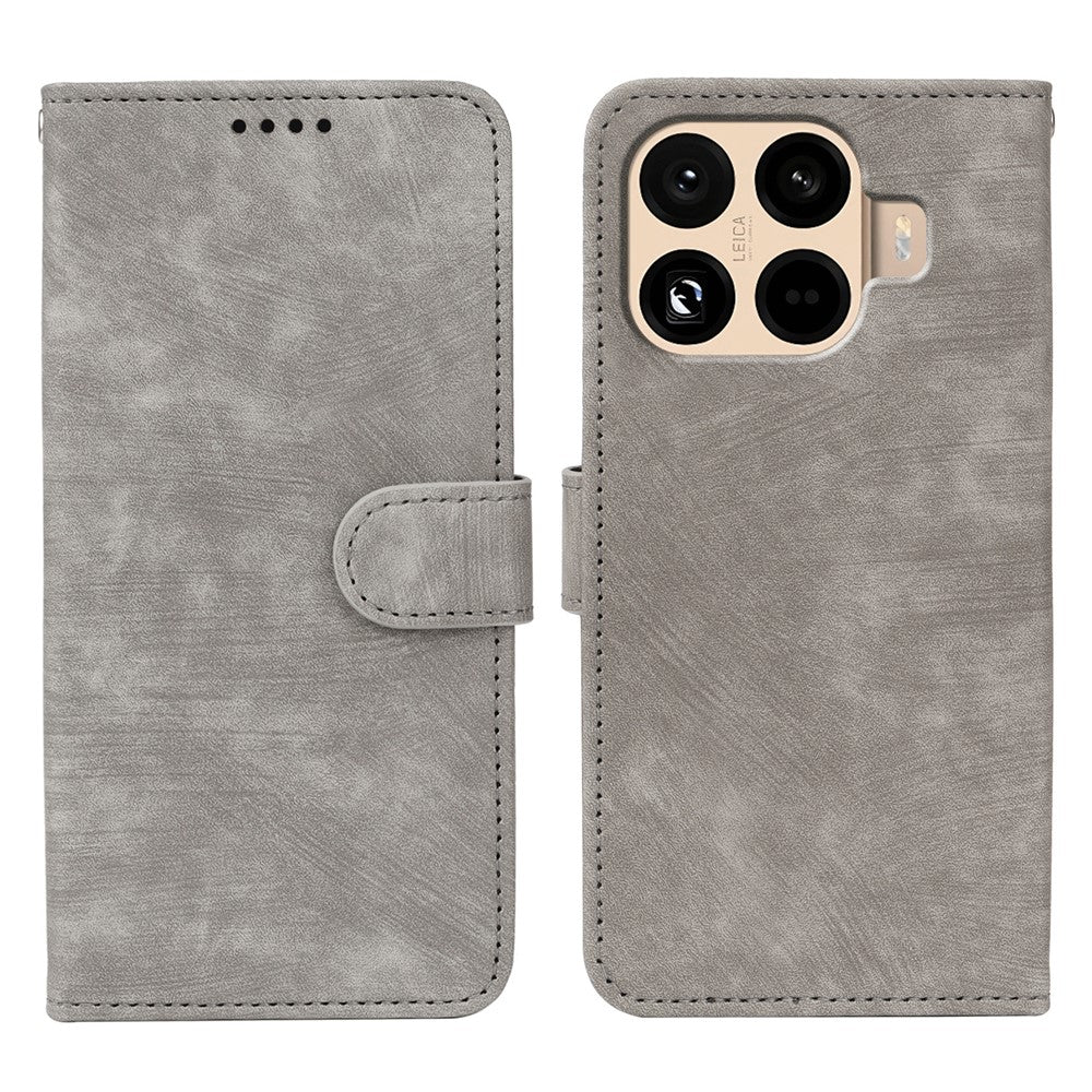 Xiaomi 17T-skal med flip-fodral och randigt texturerat läderfodral