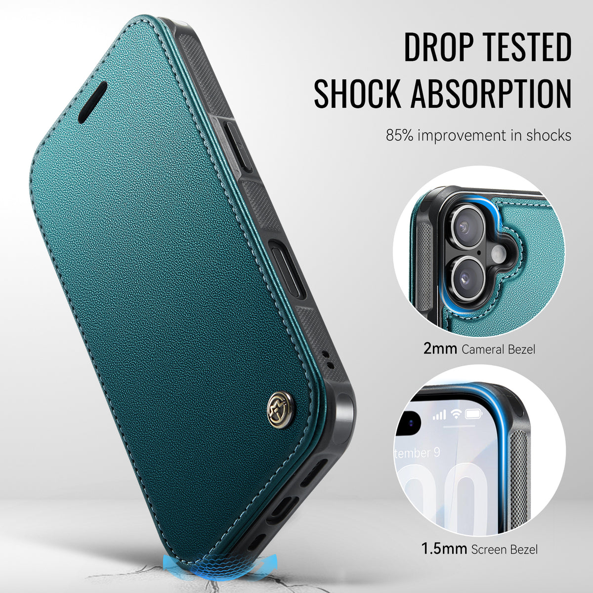 CASEME for iPhone 16 Case 053 Magnetic RFID Blocking Wallet Flip Leather Phone Cover