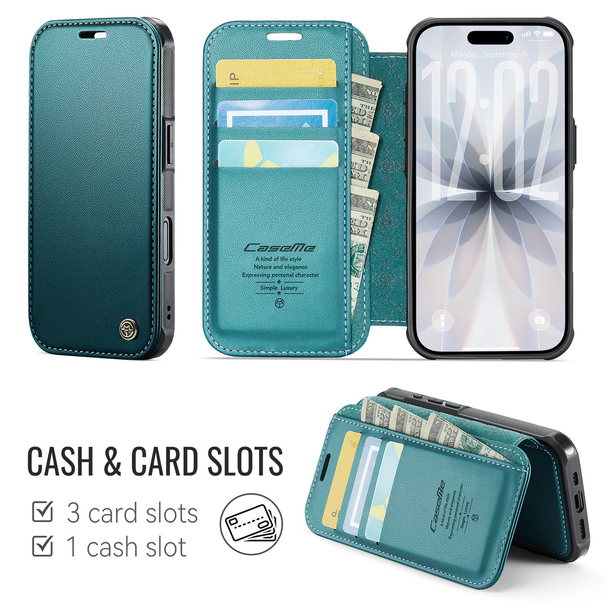 CASEME for iPhone 17 Case  053  Magnetic RFID Blocking Wallet Flip Leather Phone Cover