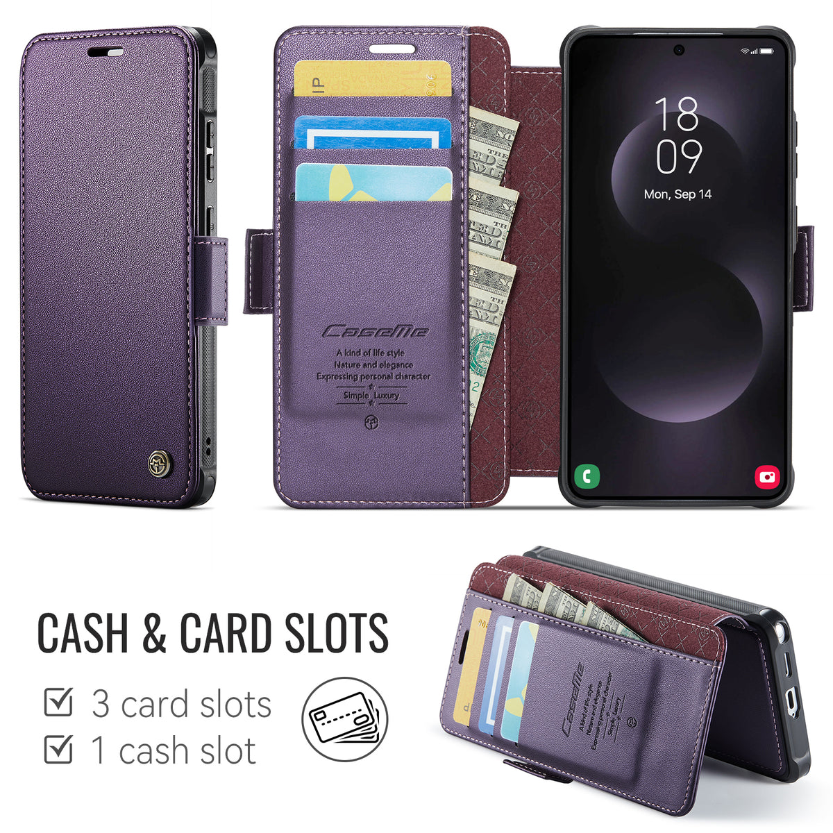 CASEME for Samsung Galaxy S22 Ultra 5G Case 053 Magnetic RFID Blocking Wallet Flip Leather Phone Cover