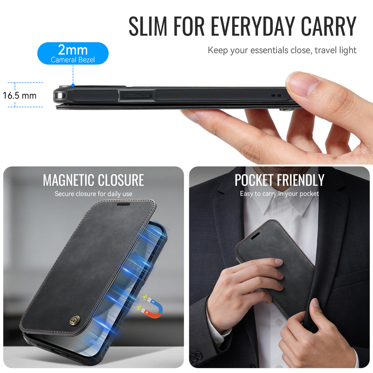 CASEME for iPhone 13 Case  053  Magnetic RFID Blocking Wallet Flip Leather Phone Cover